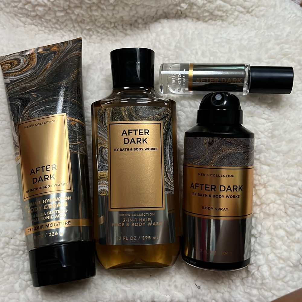 BBW MENS 4pc  set Body Wash/cream/spray/colo After Dark